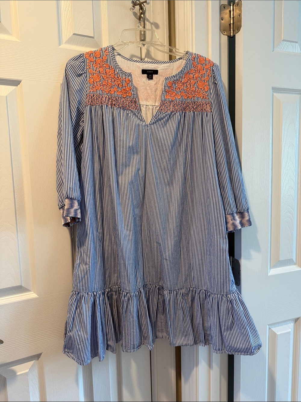 J. Crew Blue and Coral Striped Dress